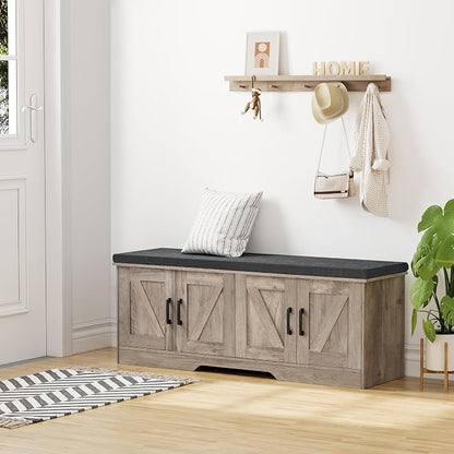 HOMSHO Farmhouse Shoe Storage Bench - Image 7