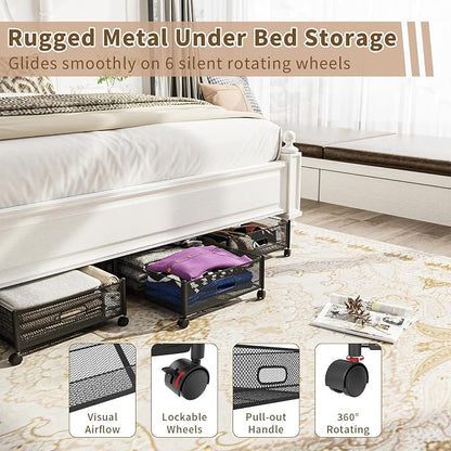 Under Bed Storage with Wheels, 31.5in / 35L Large Rolling Underbed Storage - Image 7