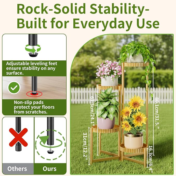 Stand Plants, 4 Tiers Metal Tiered Plant Stands - Image 3