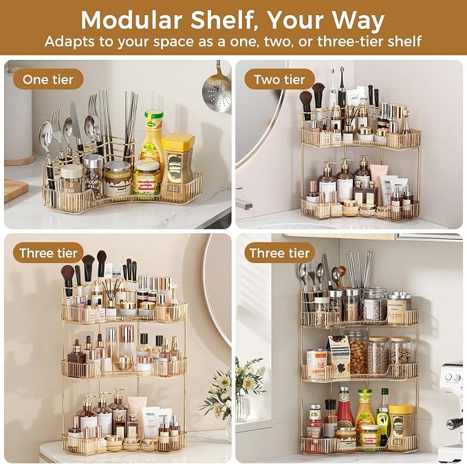 BEFSOP Corner Bathroom Counter Organizer, Upgraded 2-Tier Makeup Organizer - Image 6