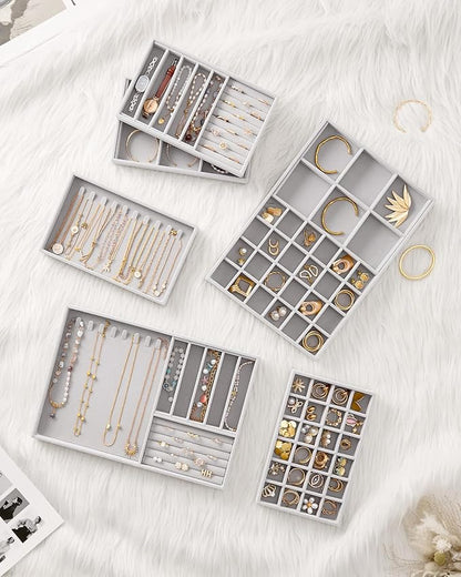 Lolalet Jewelry Drawer Organizer Inserts, Stackable Velvet Tray Jewelry Storage - Image 5