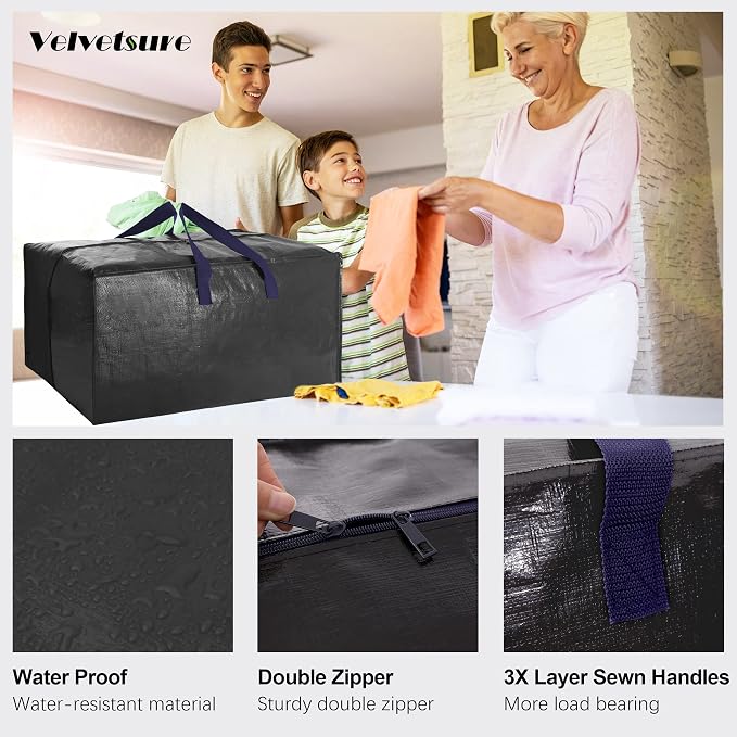 12 Pack Heavy Duty Extra Large Moving Bags W/Backpack Straps - Image 3