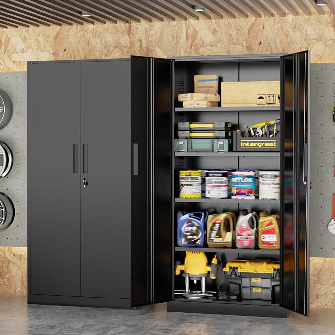 INTERGREAT Black Metal Storage Cabinet, Tall Metal Cabinet - Image 2