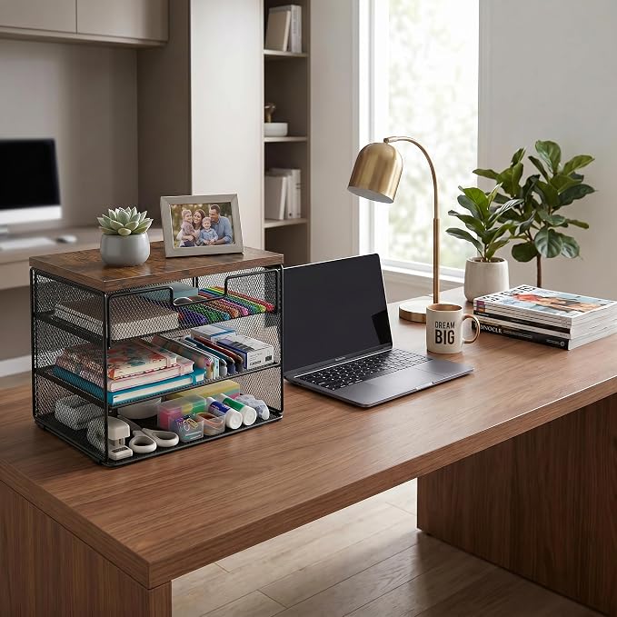 4-Tier Mesh Desk Organizer and Accessories - Image 3