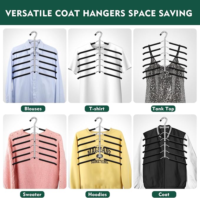 DOIOWN Clothes Hangers Space Saving: 6 Tier Coat Hanger Space Saving Hangers - Image 7