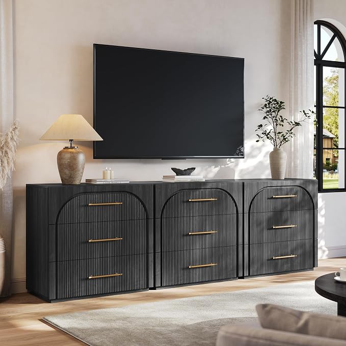 Buffet Cabinet with 3 Drawers, Mid-Century Modern, - Image 3