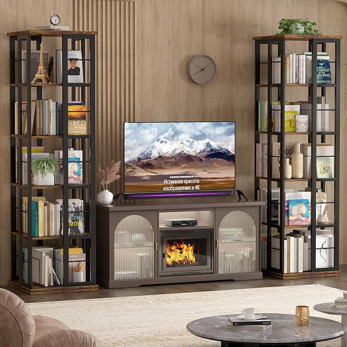 Aheaplus Rotating Bookshelf, Corner Bookcase, 360 Display Wood Spinning - Image 5