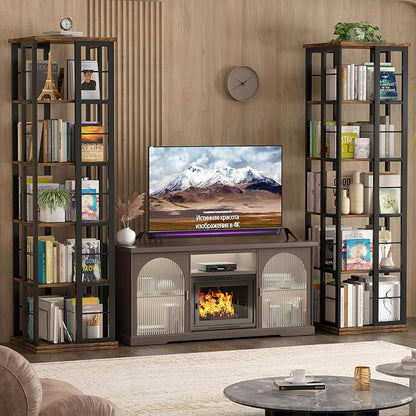 Aheaplus Rotating Bookshelf, Corner Bookcase, 360 Display Wood Spinning - Image 5