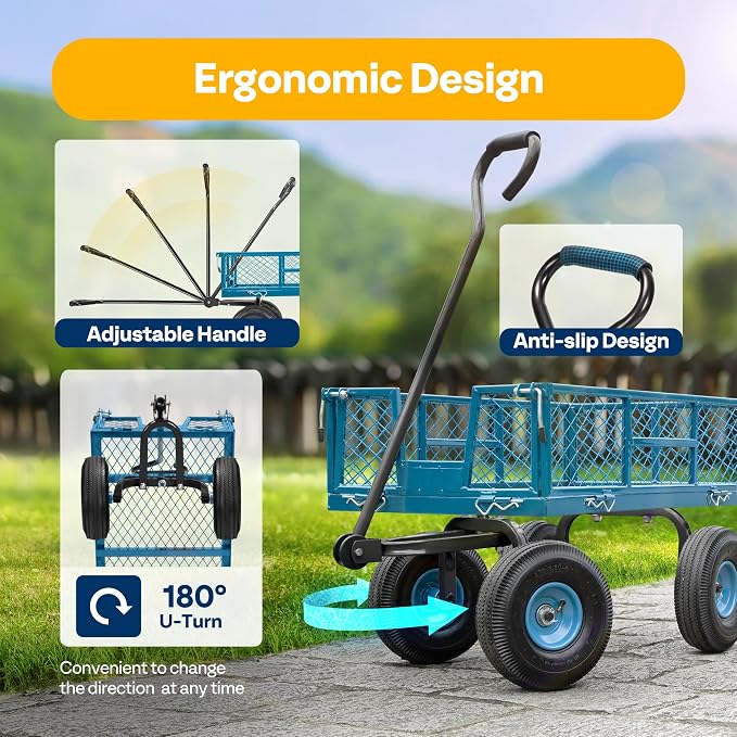 VIVOHOME Heavy Duty 880 Lbs Capacity Mesh Steel Garden Cart Folding Utility - Image 7