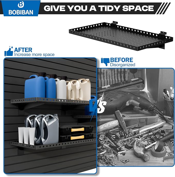 2 Pack Slatwall Shelves, Heavy Duty Black Metal Slat Wall Shelf - Image 6