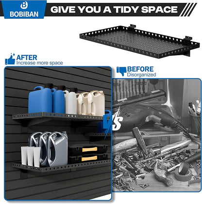 2 Pack Slatwall Shelves, Heavy Duty Black Metal Slat Wall Shelf - Image 6
