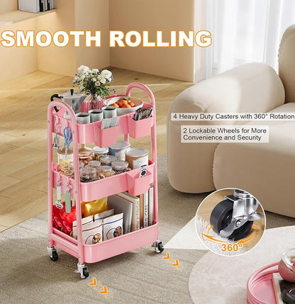 3 Tier Rolling Storage Cart Metal - Image 6