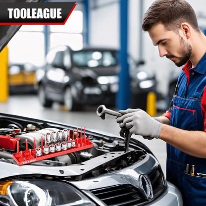 TOOLEAGUE 7Pcs Socket Organizer Tray and Magnetic Wrench Holder Set, 3/8" - Image 5
