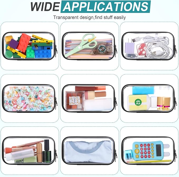 Sanwuta 6 Pcs Clear Hard Zipper Case Hard Plastic Zipper Pouches Transparent - Image 7