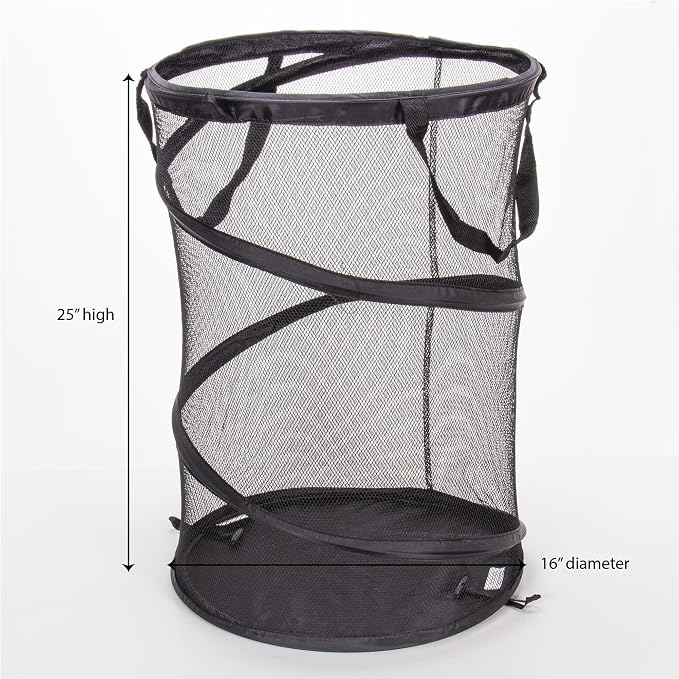 Household Essentials 2026 Pop-Up Collapsible Mesh Laundry Hamper | Black - Image 2