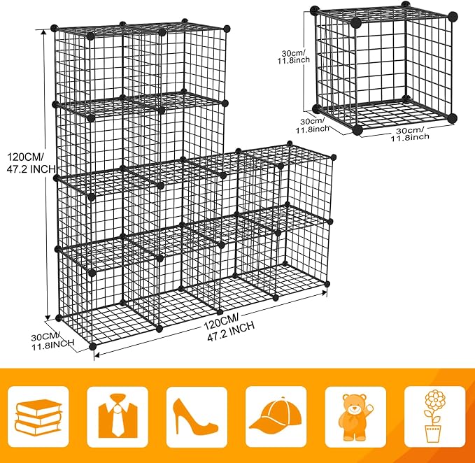 HUBSON Wire Cube Storage Organizer, Book/Toy/Craft/Potted Plants and petCloset - Image 3