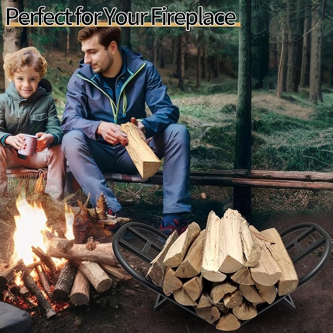 Lilybud--lily Firewood Rack Outdoor Indoor, Foldable Wood Rack Metal Firewood - Image 7