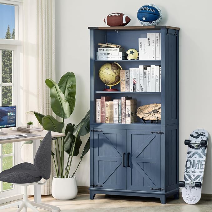 70in Tall Bookshelf 5 Tier Bookcase - Image 3