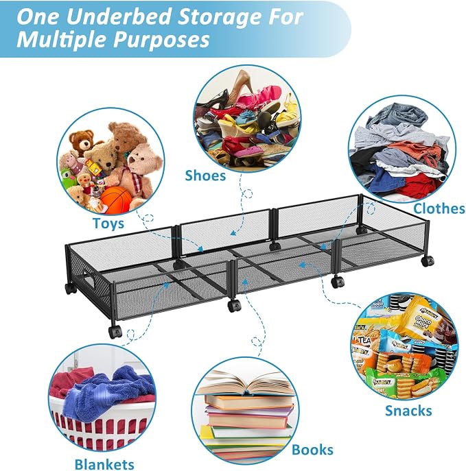 Under Bed Storage with Wheels 47.2"/57.6L Large Rolling Under Bed Storage - Image 7