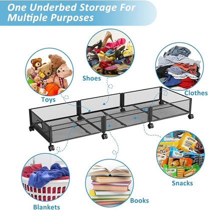 Under Bed Storage with Wheels 47.2"/57.6L Large Rolling Under Bed Storage - Image 7