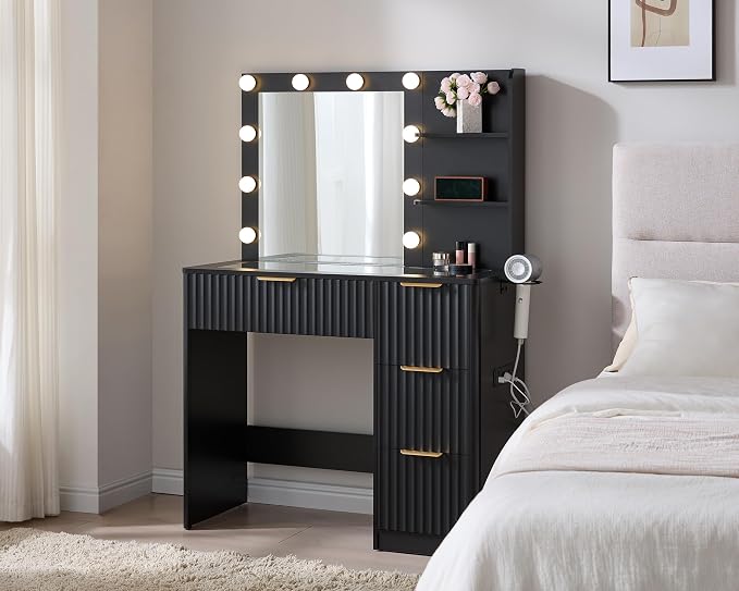 AMERLIFE 36.2" Fluted Vanity Desk by AMERLIFE