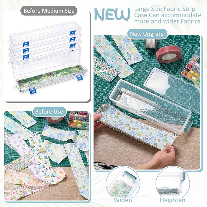 Tioncy 4 Pcs 13 x 4 x 3 in Fabric Strip Case Jelly Cotton Fabric Patchwork Roll - Image 6
