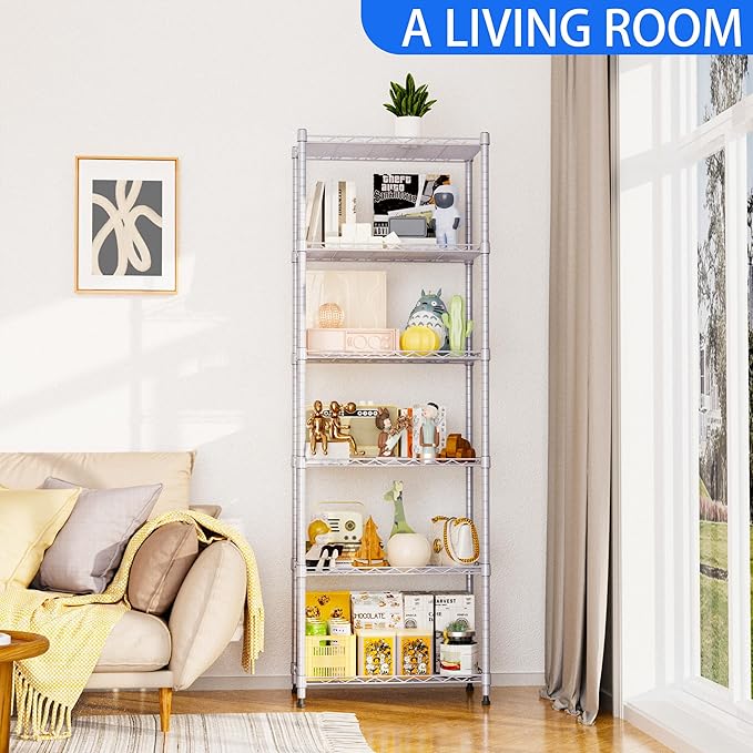 REGILLER 6 Wire Shelving Steel Storage Rack Adjustable Unit Shelves - Image 4