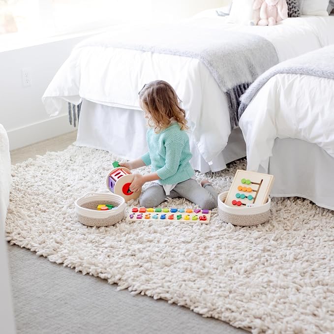 NaturalCozy 5-Piece Round Woven Cotton Rope Storage Baskets - Image 4