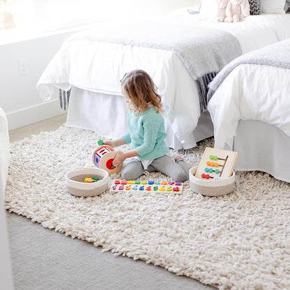 NaturalCozy 5-Piece Round Woven Cotton Rope Storage Baskets - Image 4