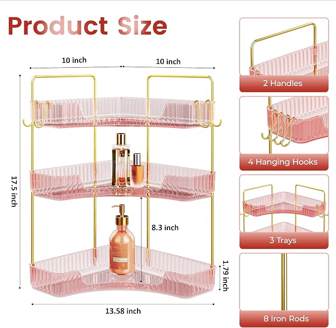 Corner Bathroom Counter Organizer 3-Tier Bathroom Organizer Countertop - Image 2
