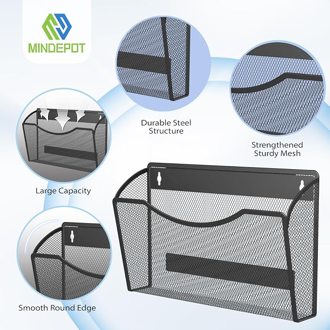 MINDEPOT Magnetic Wall File Organizer, Hanging File Holder, 6 Pack, Powerful - Image 4