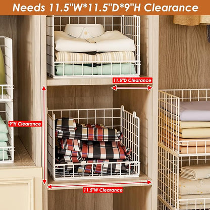 4-Tier Stackable Closet Organizers and Storage Baskets, Closet Shelf Organizer - Image 3
