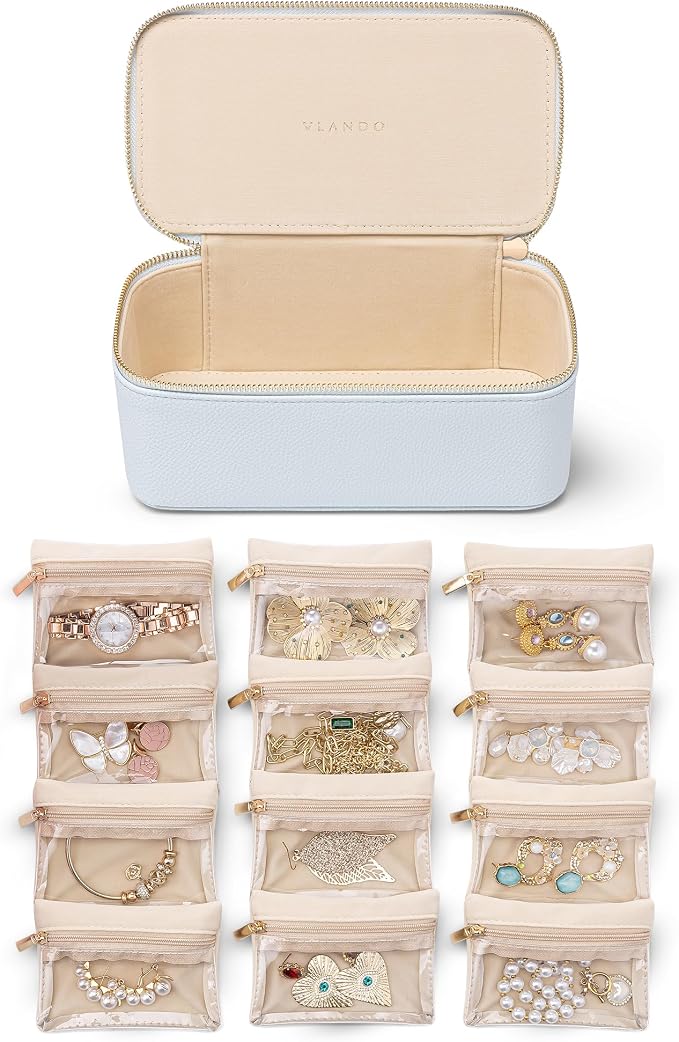 Vlando Travel Jewelry Case Organizer, Small Jewelry Box by VLANDO