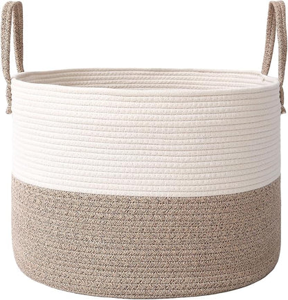 JMvicyroam 65L Extra Large Machine Washable Cotton Rope Blanket Basket | by JMvicyroam