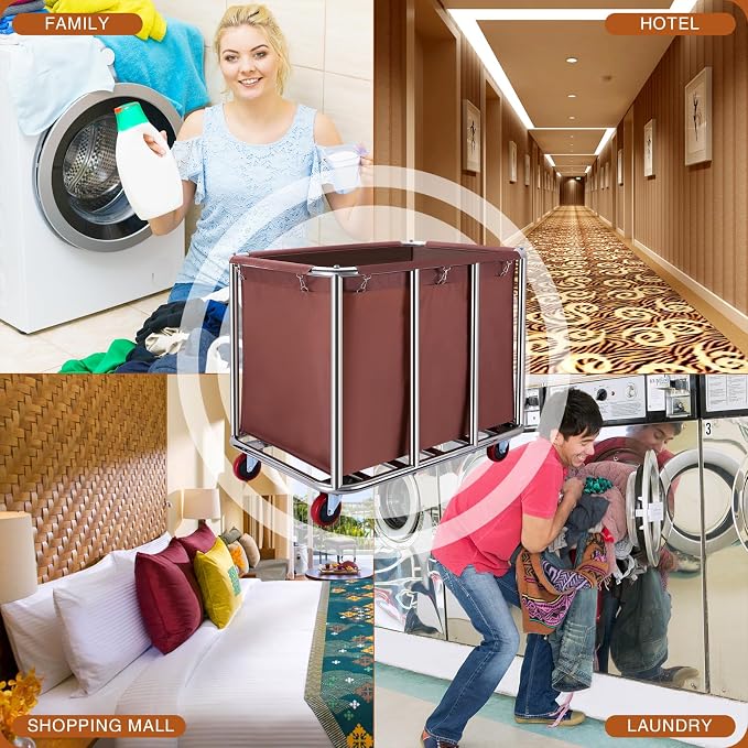 Commercial Laundry cart with Wheels, 400L Large Laundry Basket with Wheels - Image 5