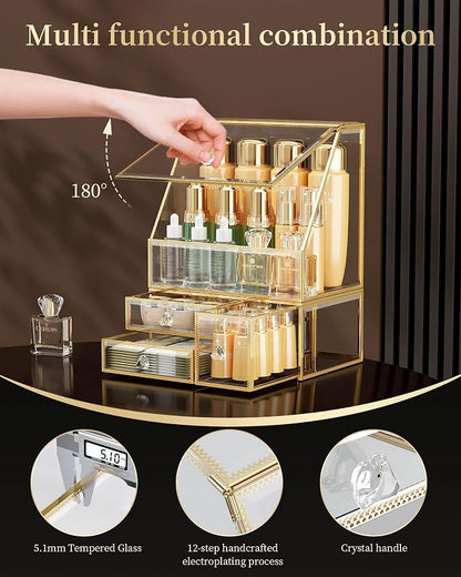 Tempered Glass Makeup Organizer – Clear Vanity Organizer - Image 2