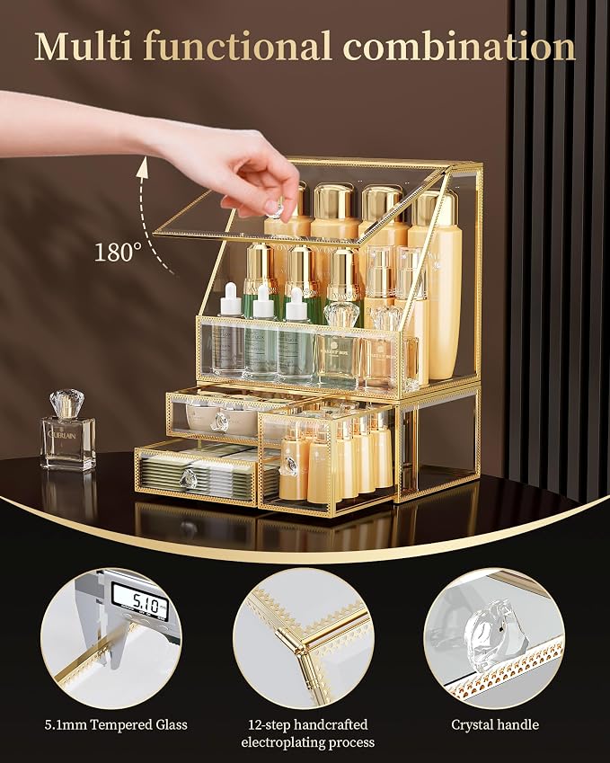 Makeup Organizer for Vanity, Skincare Holder for Bathroom Countertop, Cosmetic - Image 4