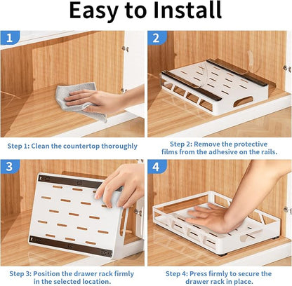 XLP Pull Out Cabinet Organizer 16" Deep, Heavy Duty Slide Out Drawers, Adhesive - Image 7