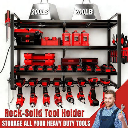 Large Power Tool Organizer Wall Mount, 4 Layer Heavy Duty 8 Cordless Drill - Image 4