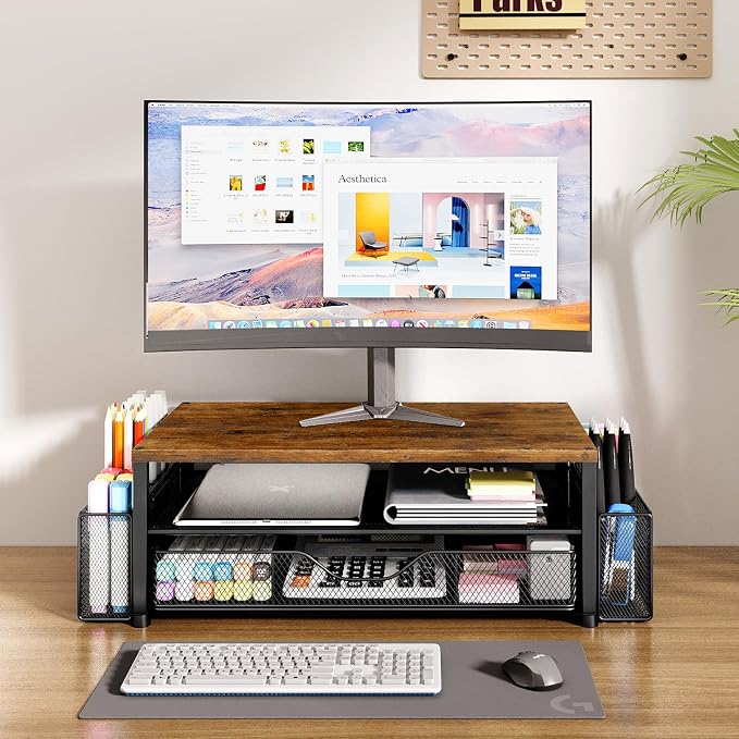 OPNICE Desk Organizers and Accessories, 2-Tier Computer Monitor Stand Riser - Image 2