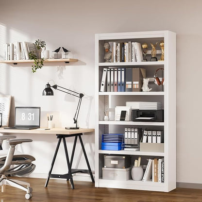 5 Tier Metal Bookcase, Sturdy Modern Heavy Duty Display Bookcases - Image 6