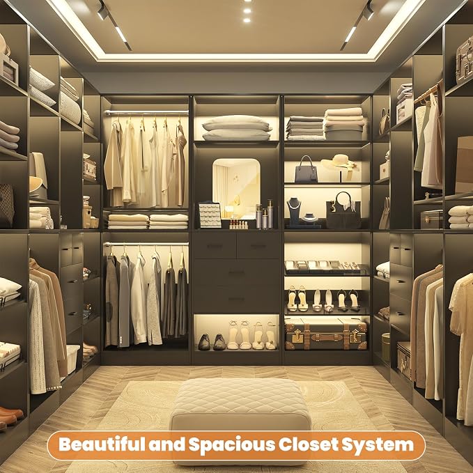 Unikito 75” Closet System with Drawers, 6.2FT Wood Closet Organizer with - Image 4