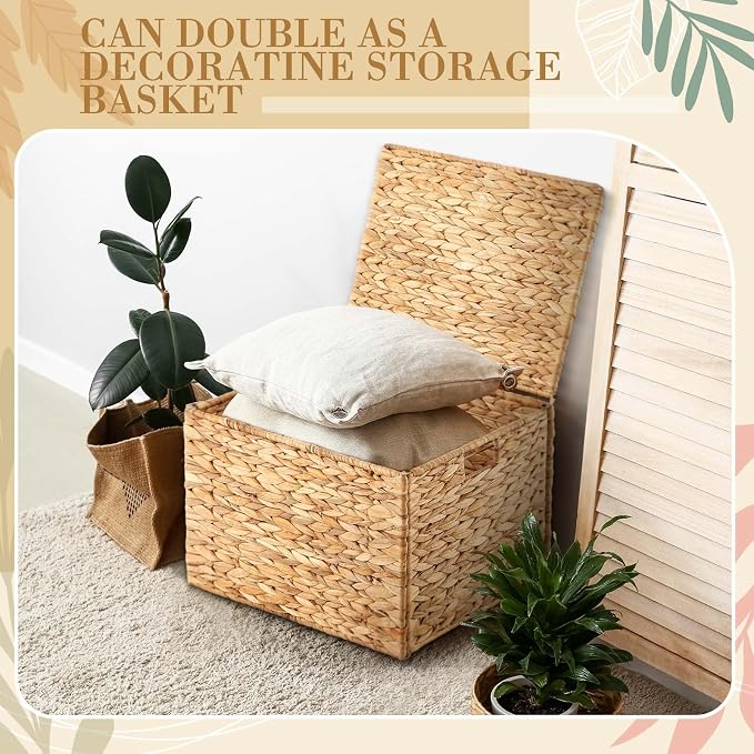Jingmore Large Decorative Hanging File Box Water Hyacinth Wicker Basket File - Image 5