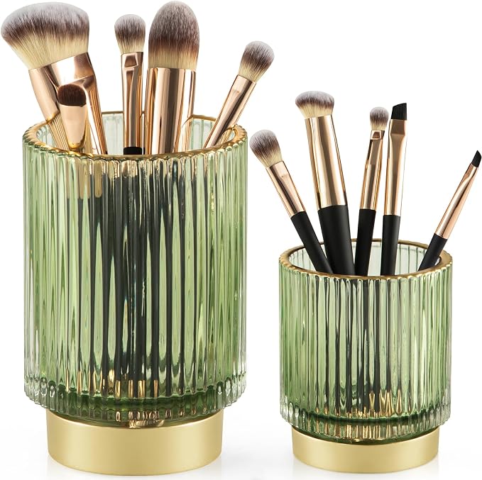 CANITORON Makeup Brush Holder, 2 Pack Glass Makeup Brush Holder Organizer Store by CANITORON
