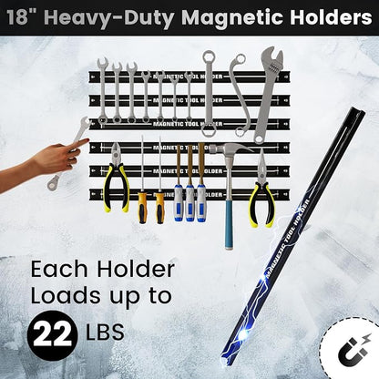 Goplus 6PCS 18" Magnetic Tool Holder, Wall Mounted 176LBS Capacity Magnetic - Image 2