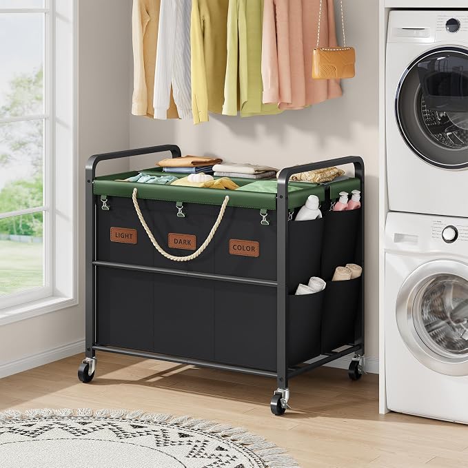Tajsoon 350L Extra Large Laundry Sorter 6 Section, Heavy Duty Laundry Basket - Image 7
