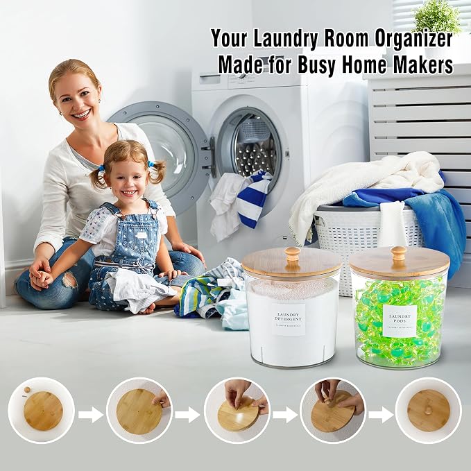 Laundry Room Organization Container, Dryer Sheet Holder Jars - Image 8