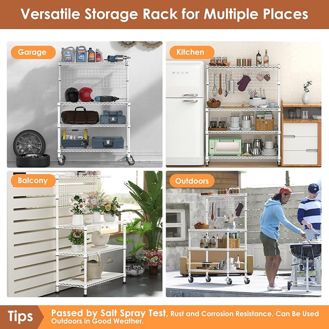 Leteuke Bakers Rack with Storage & Wheels, 42 Inch Microwave Stand Kitchen - Image 7