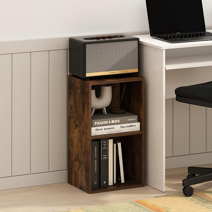 Furinno PASIR Book Shelf, 2-Tier Modern Bookshelf, Open Shelves Cube Bookcase by Furinno-FitsYourSpaceFitsYourBudget