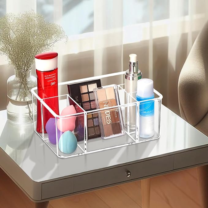 Amazing Abby - Glamour - Acrylic 5-Compartment Makeup Organizer, Transparent - Image 2